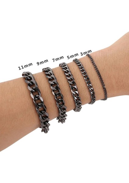 5 Mm. Black Ice Siyah Çelik Erkek Bileklik EU94SY-5