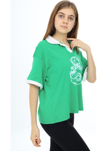 Angelos Girls Kız Çocuk Polo Yaka Garnili T-Shirt 9-14 Yaş LX018