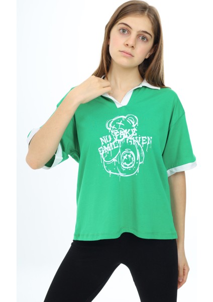 Angelos Girls Kız Çocuk Polo Yaka Garnili T-Shirt 9-14 Yaş LX018