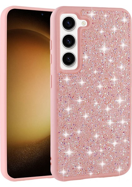 Galaxy S23 Kılıf Parlak Taşlı Tasarım Pırlanta Kapak Pembe