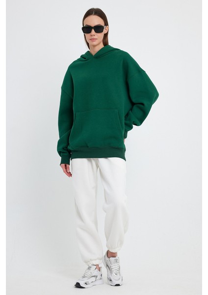 Yeşil Hoodie, Oversize Hoodie, Kadın Hoodie, Kanguru Cepli Kapüşonlu modelleri