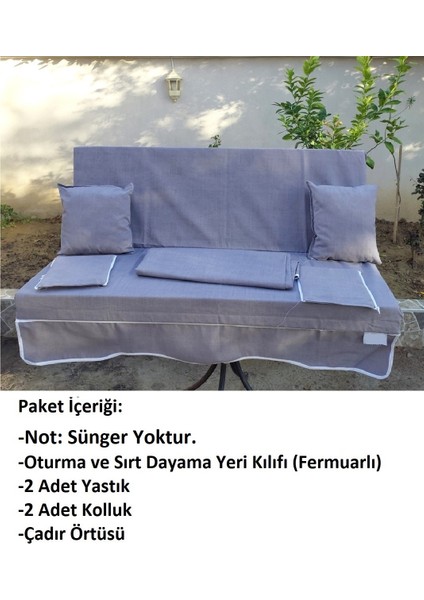 Süngersiz 3 Kişilik Salıncak Minder Seti (Pamuklu Kumaş)-Gri