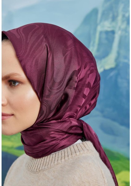 Jakar Janjan Şal Dalga Desen - Bordo