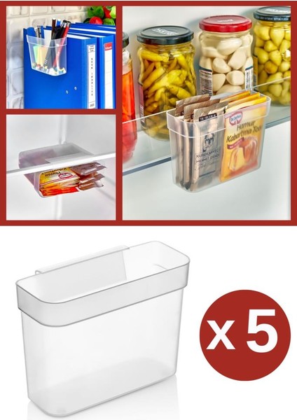 5 Adet Asılabilir Buzdolabı Düzenleyici, Çok Amaçlı Mini Kutu, Dolap Içi Organizer 5’li Set