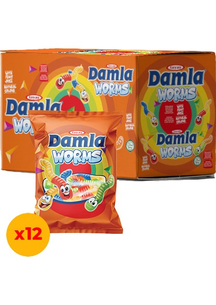 Damla Gummy Oily Worms 80 G Jel Şeker x12