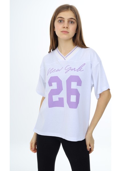 Angelos Girls Kız Çocuk V Yaka T-Shirt 9-14 Yaş LX021