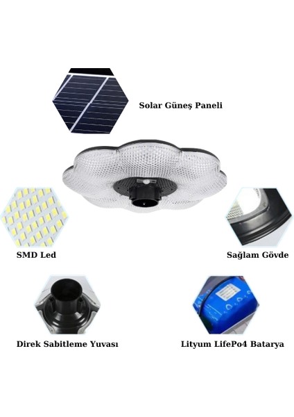 N&D Lighting Forlife 200WATT Güneş Enerjili Solar Çiçek Sokak Armatürü