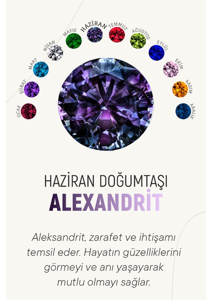 Haziran Alexandrit Doğum Taşı Çiçek Motifli Telkari Gümüş Küpe