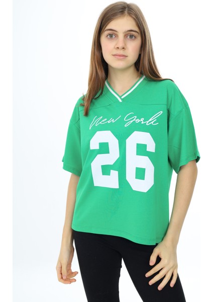 Angelos Girls Kız Çocuk V Yaka T-Shirt 9-14 Yaş LX021