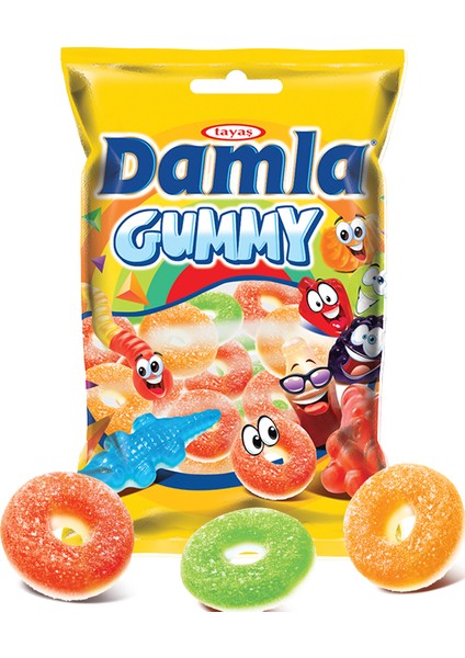 Damla Gummy Ring Sour Gummy & Foam 1 Kg Jel Şeker