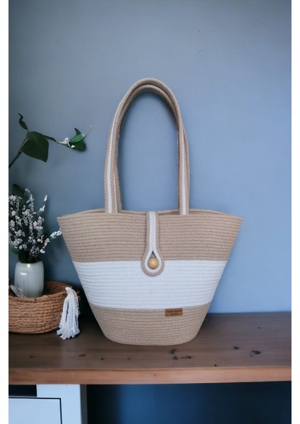 Hasır Çanta Omuz Çantası Plaj Çantası El Emeği Handmade Tasarım Tarz Yaz MODA-30CMX40-42CM