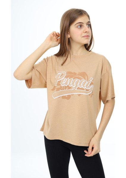 Angelos Girls Kız Çocuk Yazı Baskılı T-Shirt 9-14 Yaş LX001