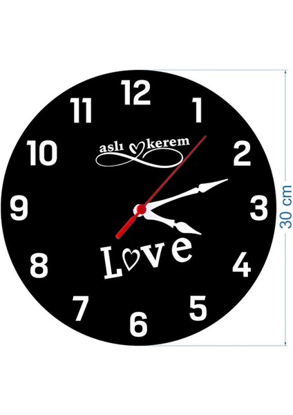 Sevgililer Günü Dekoratif Hediyelik Ahşap Love Saat