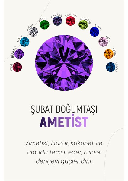 Şubat Ametist Doğum Taşı Rose Tektaş Çivili Gümüş Küpe