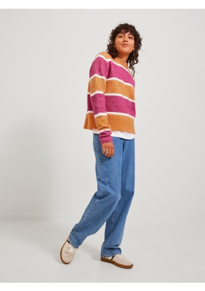 Bayan Renk Bloklu Sıfır Yaka Yün Kazak 12246493 fırsatları