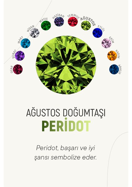 Ağustos Peridot Doğum Taşı Rose Tektaş Çivili Gümüş Küpe