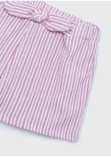 Kız Çocuk 2 Parça Çizgili ve Fırfırlı Şort Takım Pembe fırsatları