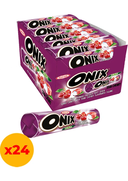 Onix Salsa Vişneli Sert Şeker 22,4 gr x 24 Adet Kutulu