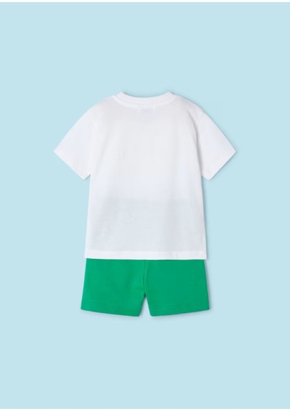 Erkek Çocuk 2 Parça Baskılı T-Shirt - Şort Takım Yeşil fırsatları