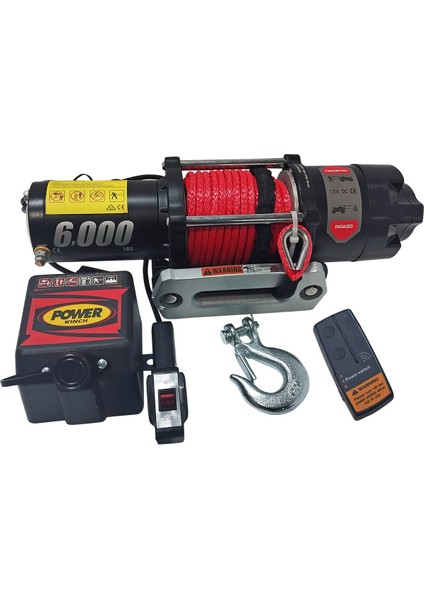 Power Winch 6000 Lb Sentetik Halatlı Off-Road 4x4 Elektrikli Vinç 12V