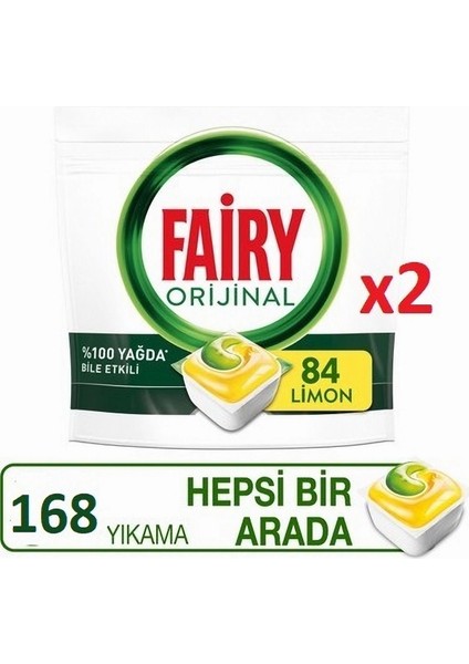 Limonlu Bulaşık Makinesi Tablet Deterjan 168 Adet