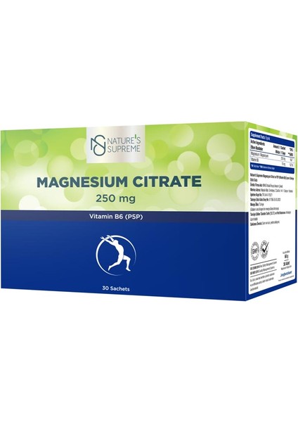 Magnesium Citrate + Vitamin B6 (P5P) 30 Saşe