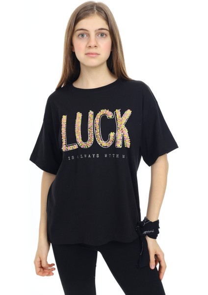 Kız Çocuk Tasarım Yazı Desenli T-Shirt 9-14 Yaş LX038 modelleri