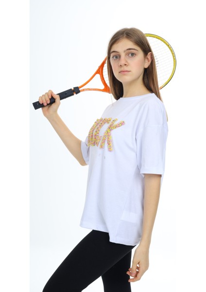 Angelos Girls Kız Çocuk Tasarım Yazı Desenli T-Shirt 9-14 Yaş LX038