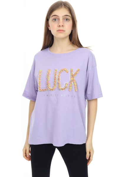 Kız Çocuk Tasarım Yazı Desenli T-Shirt 9-14 Yaş LX038 modelleri