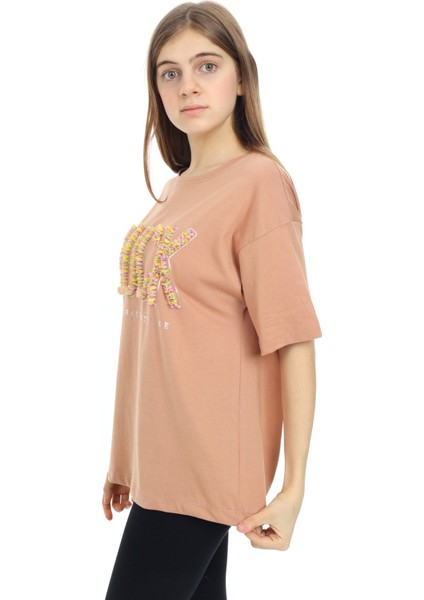 Angelos Girls Kız Çocuk Tasarım Yazı Desenli T-Shirt 9-14 Yaş LX038