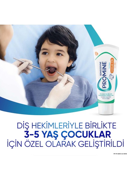 Promine 3-5 Yaş Çürüklere Karşı Koruyan Çocuk Diş Macunu 50 ml+TIMSAHLI Yumuşak Diş Fırçası