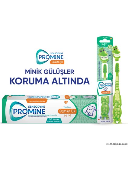 Promine 3-5 Yaş Çürüklere Karşı Koruyan Çocuk Diş Macunu 50 ml+TIMSAHLI Yumuşak Diş Fırçası