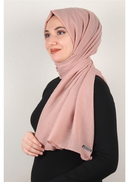 Pamuklu Pıt Pıt Şal 3092-41 Pudra