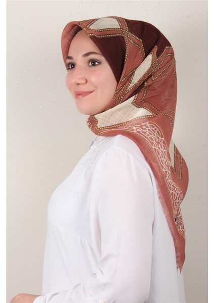 Pamuklu Trend Eşarp 9808-6 Pembe-Bordo