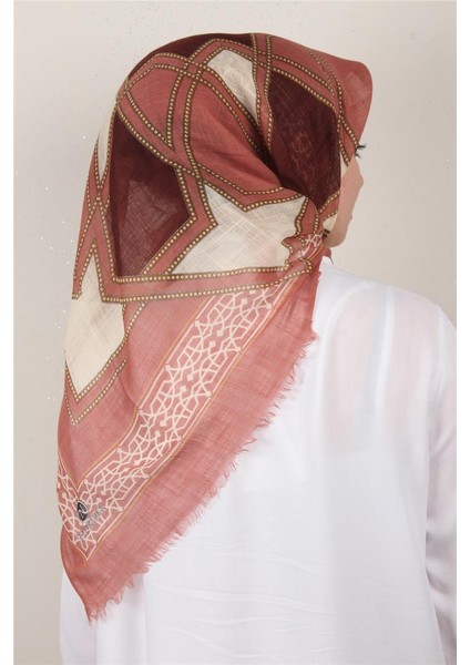 Pamuklu Trend Eşarp 9808-6 Pembe-Bordo