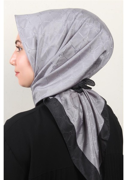 Fashion Monogram Eşarp 8089-11 Gümüş modelleri