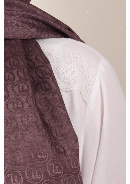 Monogram Şal 145-49 Patlıcan Moru