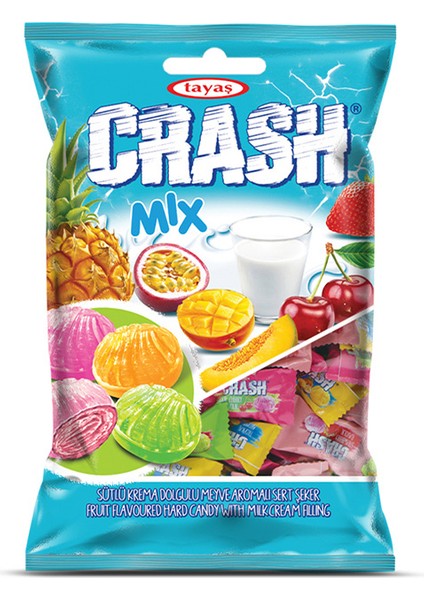 Crash Mix Sütlü Krema Sert Dolgulu Karışık Şeker 1 kg Poşet