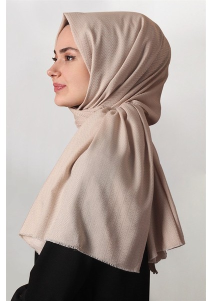 Pamuklu Zikzak Şal 1652-14 Krem