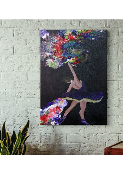 El Yapımı Renklerin Içindeki Balerin Akrilik Tuval Tablo (50X70 Cm)