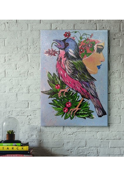 El Yapımı Kadın ve Özgürlük Temalı Akrilik Tuval Tablo (30X50 Cm)