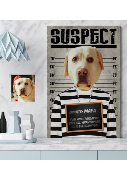 Kişiye Özel Evcil Dost Şüpheli Köpek Pet Kanvas Tablo (50 x 70 Cm.) 1