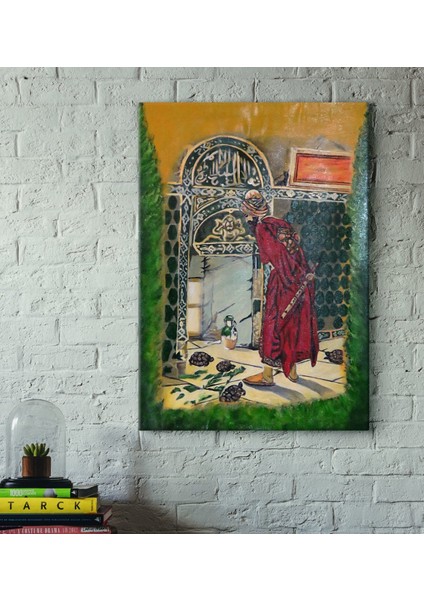 El Yapımı Kaplumbağa Terbiyecisi Akrilik Tuval Tablo (30X50 Cm)