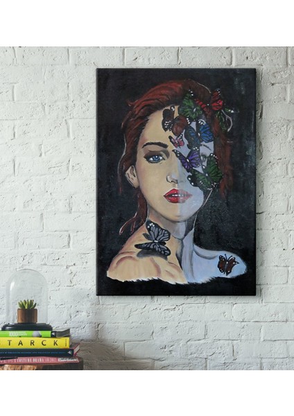 El Yapımı Içimdeki Kelebekler Temalı Akrilik Tuval Tablo (30X50 Cm)
