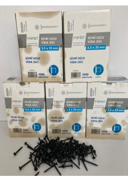 Sivri Uçlu Alçıpan Vidası (Vidalama Ucu Hediyeli) 3,5X35 mm 1 Kutu 1000ADET
