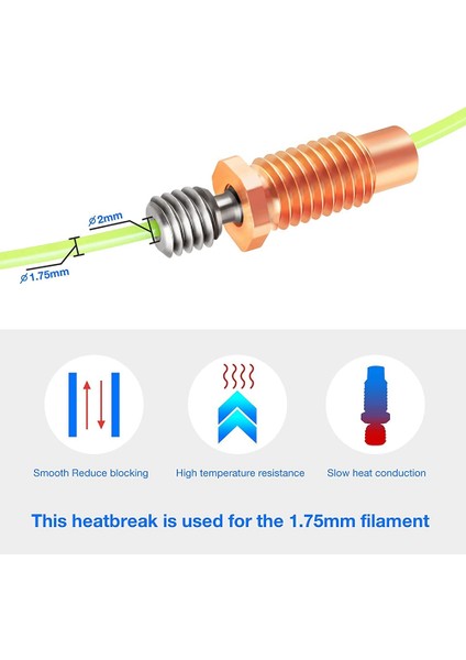 Tüm Metal Dişli Heatbreak Yükseltme Titanyum Alaşımlı ve V6 Hotend 3D Yazıcılar Için Bakır Bimetal Boğaz Memesi 3 Adet (Yurt Dışından)