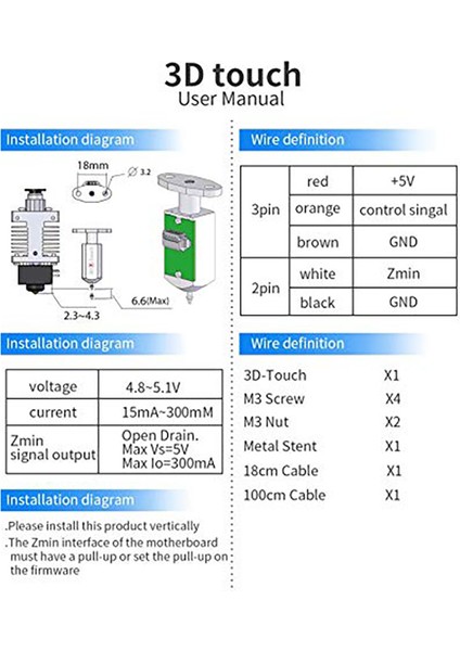 3D Yazıcı Için Yükseltilmiş Sürüm 3d-Touch V3.2 Baskı Doğruluğunu Artırabilen Sıcak Yatak Otomatik Tesviye Sensörü (Yurt Dışından)