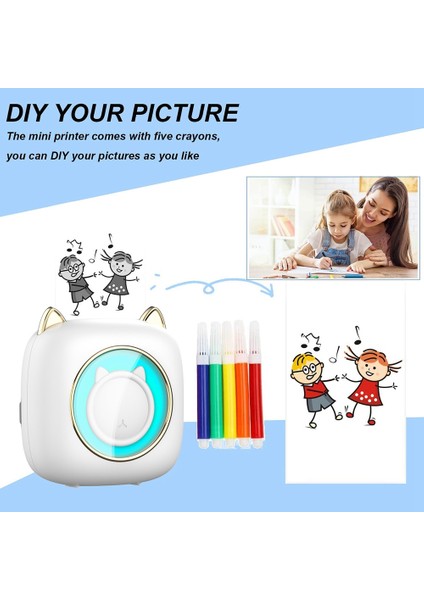 Mini Cep Termal Etiket Yazıcısı Akıllı Taşınabilir Fotoğraf Yazıcısı Kendinden Yapışkanlı Kağıt ile Yanlış Soru Yazıcısı (Yurt Dışından)