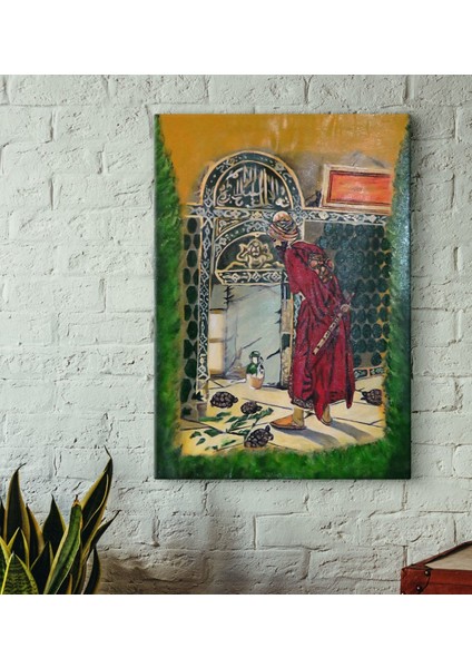 El Yapımı Kaplumbağa Terbiyecisi Akrilik Tuval Tablo (50X70 Cm)