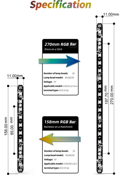 Adet 3D Yazıcı Gün Işığı Pcb Kiti 5 V Rgb LED Bar Gün Işığı Bir Sopa Üzerinde Voron 0.1/0.2 Mikrometre Lamba Çubuğu 158MM (Yurt Dışından)